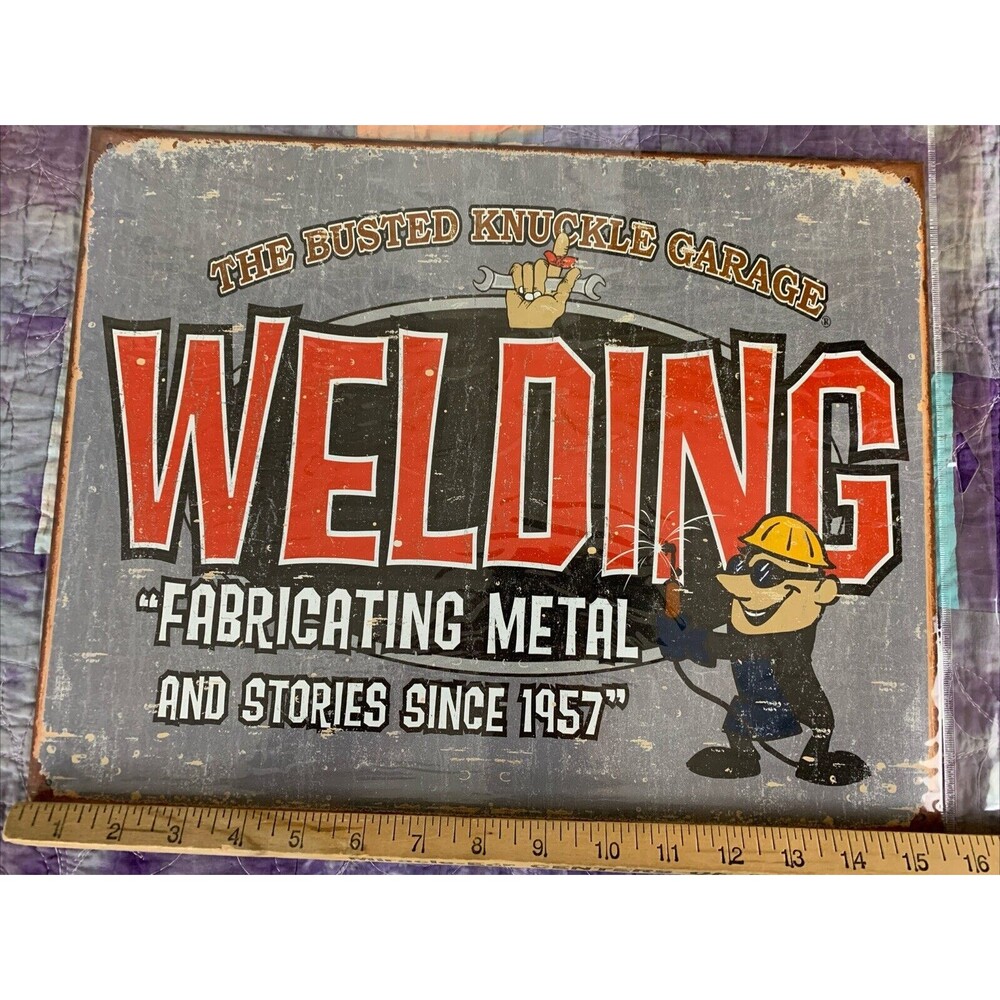 The Busted Knuckle Garage Welding Fabrication Sign 16x12.5 Man Cave Garage Tin - Picture 2 of 3